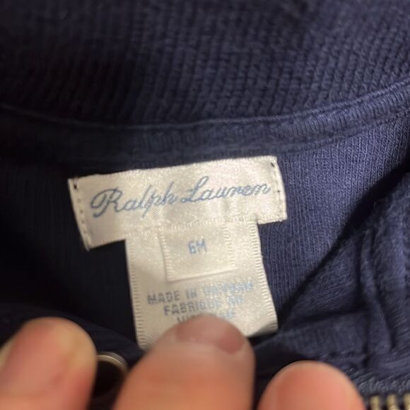 POLO Ralph Lauren Infant Cotton Navy Blue 1/4 Zip Pullover - Picture 4 of 6